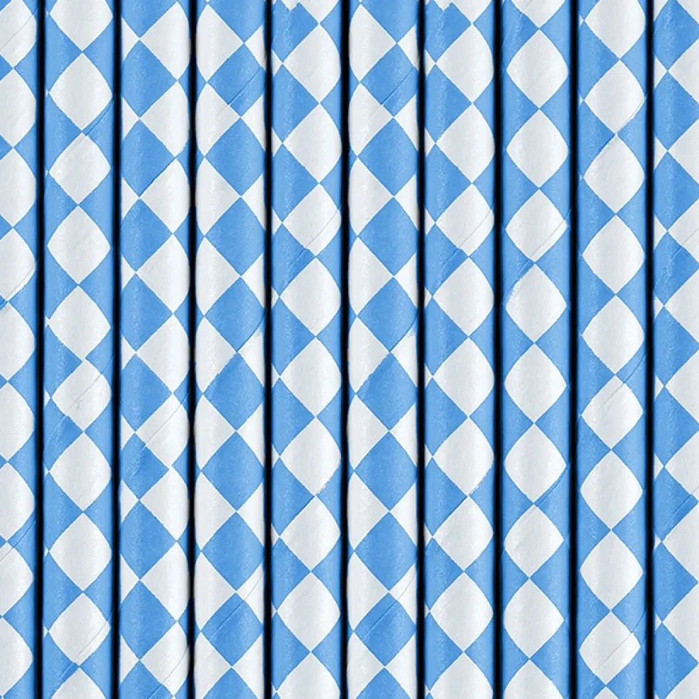Pack de 10 Pajitas de Papel Rombos Azules