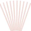 Pack de 10 Pajitas de Papel Rosa Bebé con Lunares Blancos