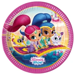 Pack de 8 platos redondos Shimmer & Shine 22 cm