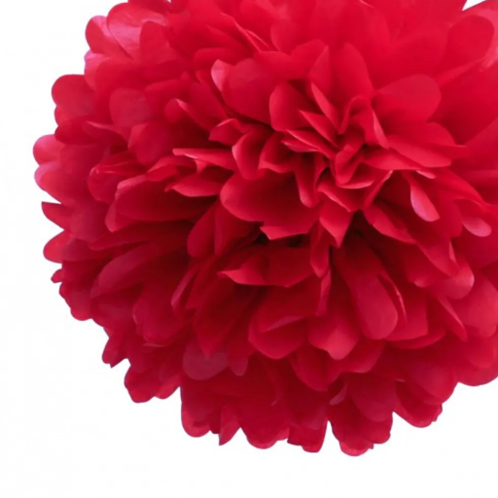 Pack de 4 Pompones de Seda 35cm color Rojo