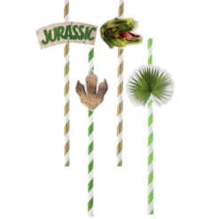 Pajitas de Papel Dinosaurios Attack 8 ud