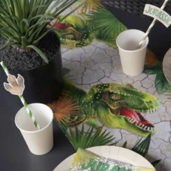 Pajitas de Papel Dinosaurios Attack 8 ud
