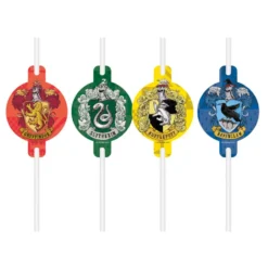 Pajitas de Papel Harry Potter Hogwarts Houses 4 ud