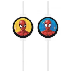 Pajitas de Papel Spiderman 4 ud