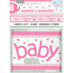 Pancarta Baby Shower Elefante Rosa
