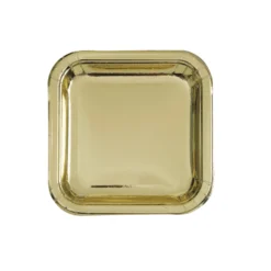 Platos de Papel Cuadrados Dorados 17 cm 8 ud