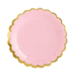 Platos Rosa Claro y Dorado 18 cm 6 ud