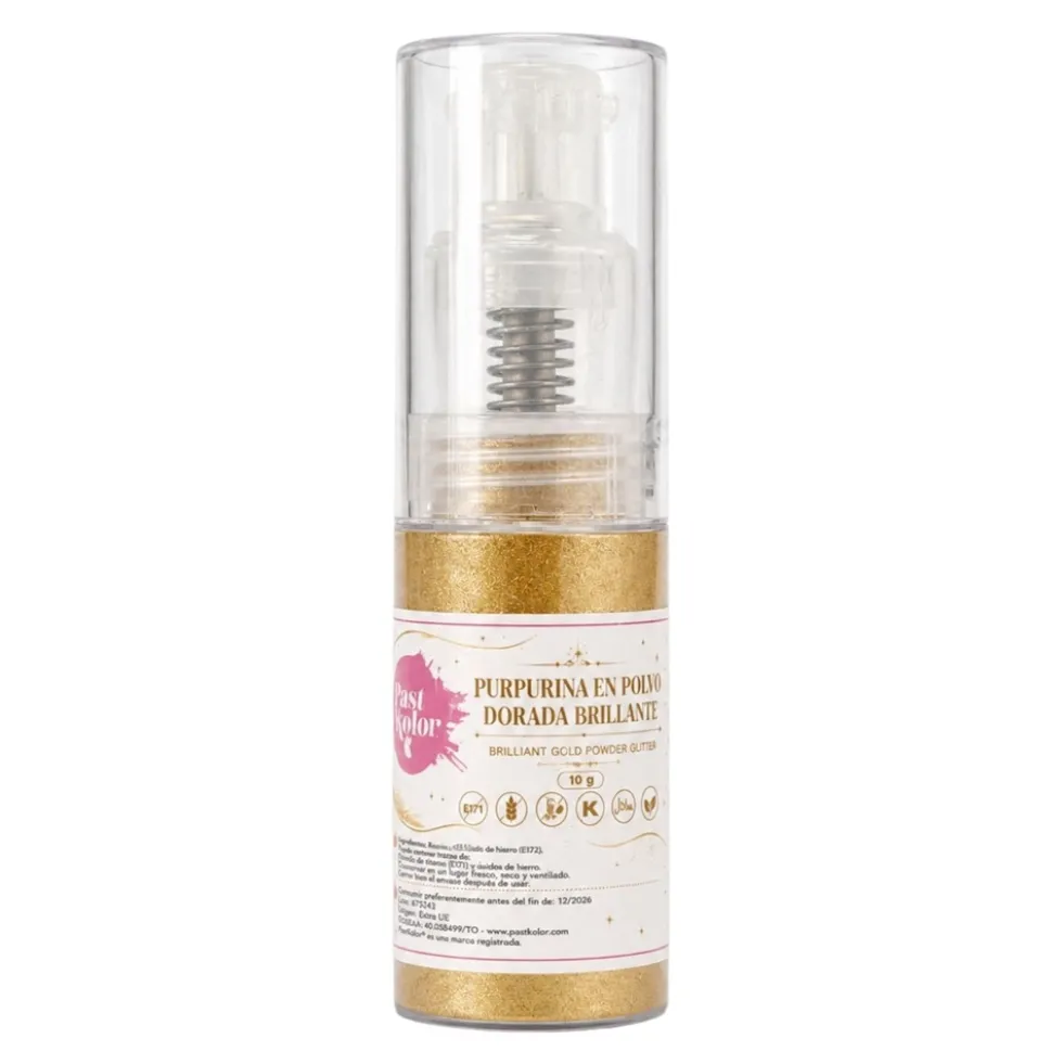 Purpurina Comestible en Polvo Dorada Brillante 10 gr - Pastkolor