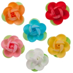 Rosas de Oblea con Hojas 4 cm 80 ud