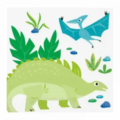 Servilletas de Papel Pequeñas Dinosaurio Azul y Verde 16 ud