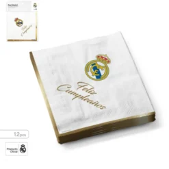 Servilletas Real Madrid Feliz Cumpleaños Oro - 12 ud