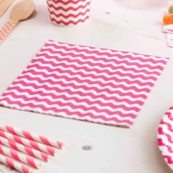 Servilletas Rosas con Rayas Onduladas