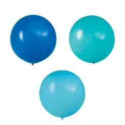 Set 3 Globos Látex Azul y Verde 60 cm