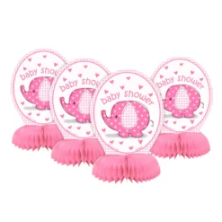 Set de 4 Centros de Mesa Elefante Rosa