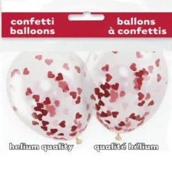 Set de 5 Globos con Confeti Corazones 40 cm