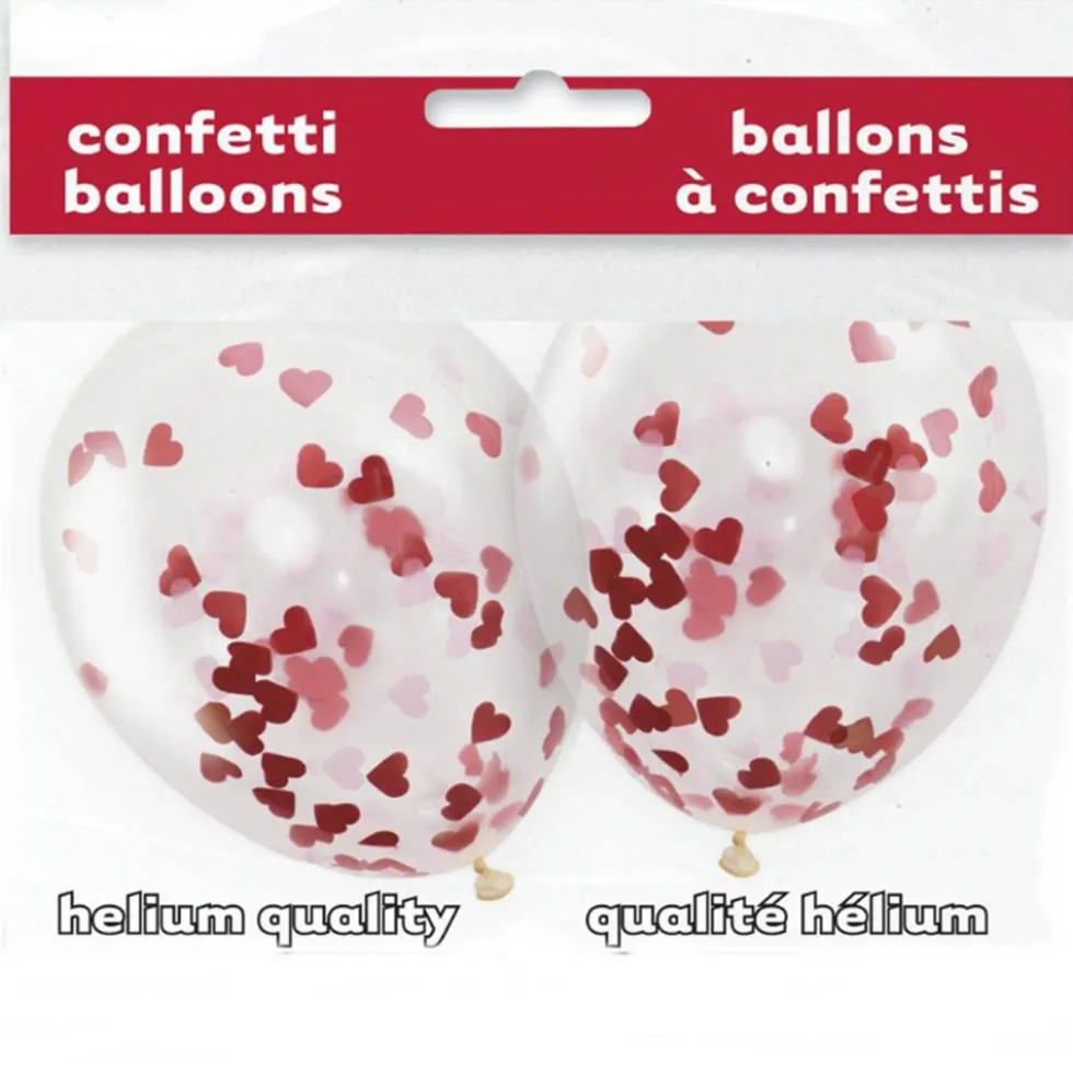 Set de 5 Globos con Confeti Corazones 40 cm
