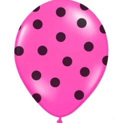 Set de 6 Globos Fucsias con Lunares Negros 30 cm