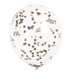 Set de 6 Globos Transparentes con Confeti Negro