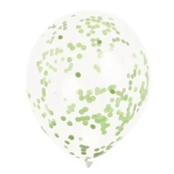 Set de 6 Globos Transparentes con Confeti Verde Lima
