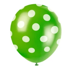 Set de 6 Globos Verdes con Lunares Blancos 30cm