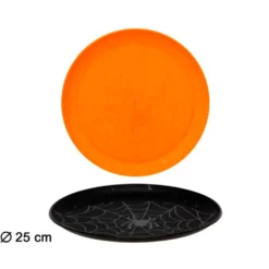 Set de 4 Platos Halloween Naranja y Negro