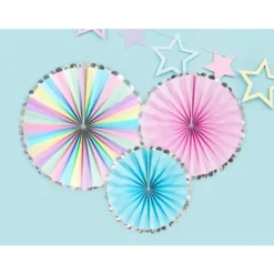 Set 3 Abanicos Decorativos Unicornio