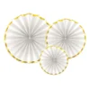 Set de 3 Abanicos Blancos y Dorados