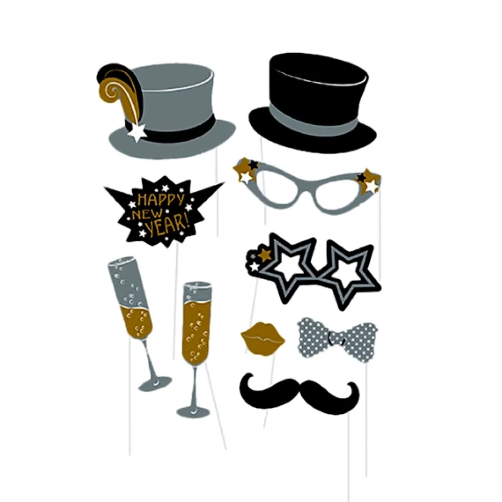 Set de 10 Accesorios para Photocall Año Nuevo