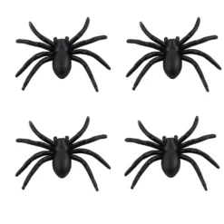Set de 4 arañas de plástico 8 cm