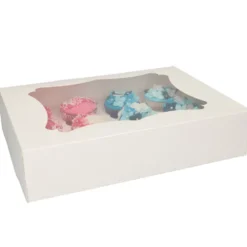 Set de 3 Cajas para 12 Cupcakes Blancas