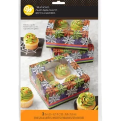 Set de 3 Cajas para 4 Cupcakes Telaraña