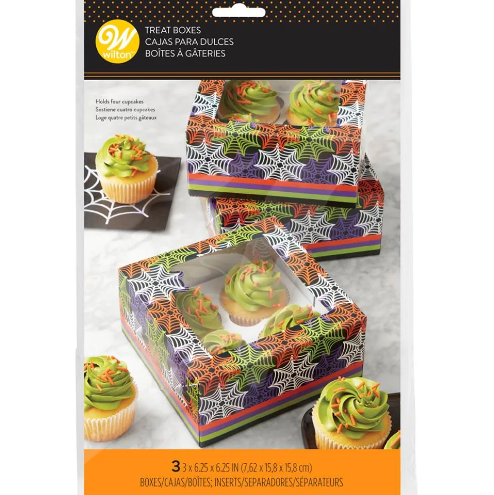 Set de 3 Cajas para 4 Cupcakes Telaraña