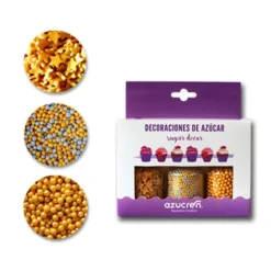 Set de 3 Decoraciones de Azúcar Gold