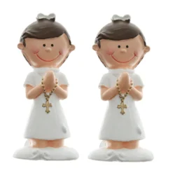 Set de 2 Figuras Niña Rezando 7 cm