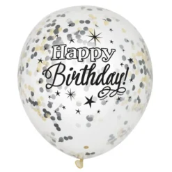 Set de 6 Globos Birthday Glitter con Confeti
