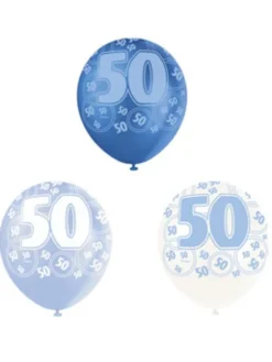 Set de 6 Globos 50 Cumpleaños Azul 30 cm