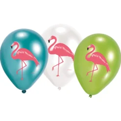 Set de 6 Globos Flamenco 4 Caras 27 cm