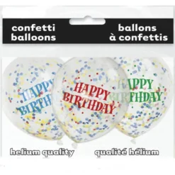 Set de 6 Globos Happy Birthday con Confeti