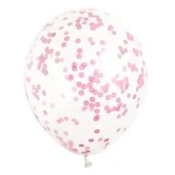 Set de 6 Globos Transparentes con Confeti Fucsia
