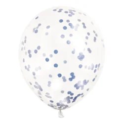 Set de 6 Globos Transparentes con Confeti Azul Royal