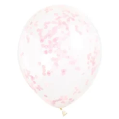 Set de 6 Globos Transparentes con Confeti Rosa Claro