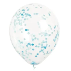 Set de 6 Globos transparentes con Confeti Azul