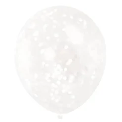 Set de 6 Globos Transparentes con Confeti Blanco