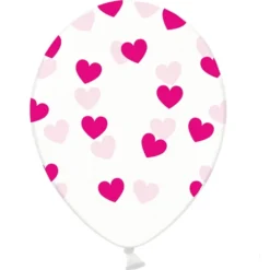 Set de 6 Globos Transparentes con Corazones Fucsias