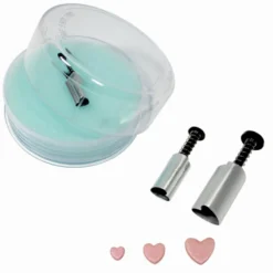 Set de 3 mini Cortadores Metálicos corazón con Expulsor