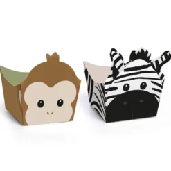 Set de 24 Mini Recipientes para Dulces Cebra y Mono