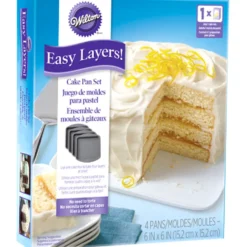 Set de 4 Moldes para Layer Cakes Cuadrados 15cm