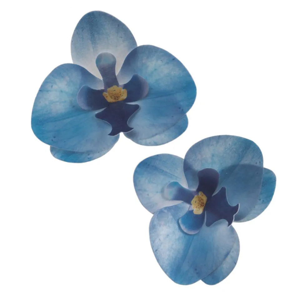 Set de 10 Orquídeas de Oblea Azules 8 cm