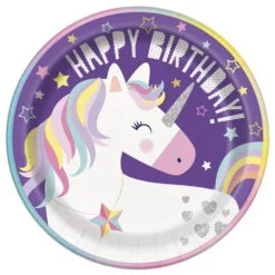 Set de 8 Platos Unicornio 22 cm