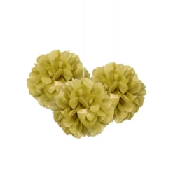 Set de 3 Pompones Oro 22 cm